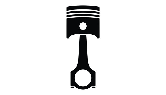 Simple black and white vector silhouette of a car engine piston component isolated on a white background.