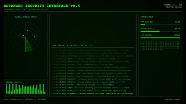 Advanced Security Interface Threat Radar Network Monitoring Background Animation.