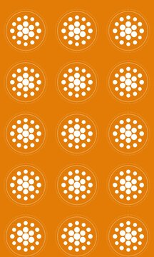 Abstract Blockchain Cryptocurrency Symbols Pattern on Orange Backdrop