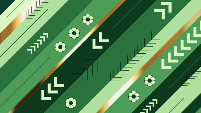 Abstract Green Soccer Football Background with Gold Stripes and Tournament