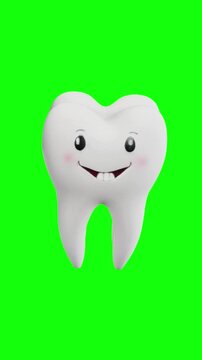 healthy teeth animated on green screen background, vertical video