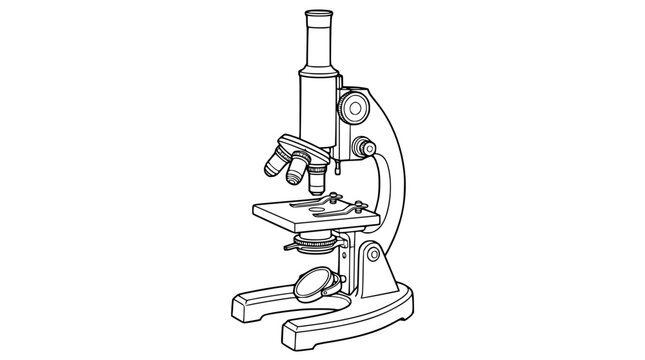 Microscope Line Art Illustration for Science Education and Coloring