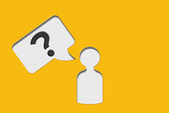 Person silhouette having question speech bubble