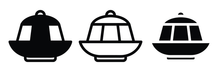 Spaceship UFO and alien spacecraft flight vector icon set. Futuristic cosmic transportation, sci-fi unidentified flying object, astronomy galaxy invasion and tech travel symbol.  © Welcome
