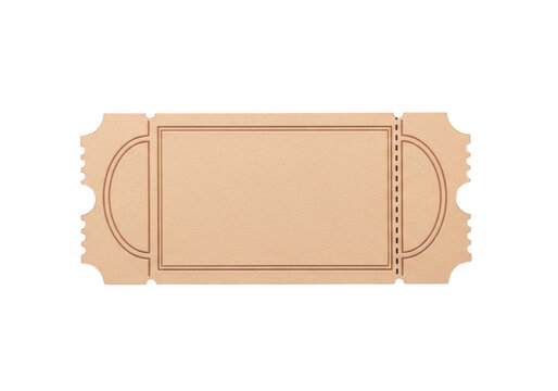 Blank vintage cardboard ticket stub for entry or event isolated on transparent background