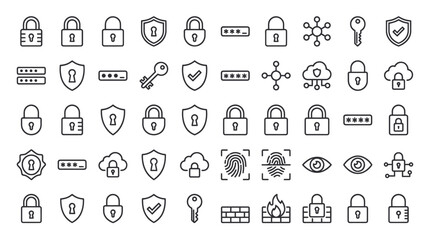 Cybersecurity and data protection icon set. © ULFAITA