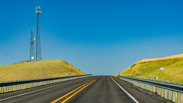 Scenic view along WA-26 and US-195, the road to Pullman, Washington USA.