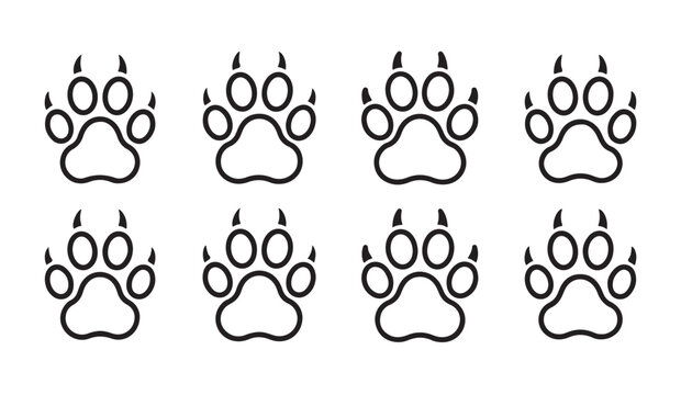 Clawed paw print vector pattern design element with sharp nails for wild animal concepts.