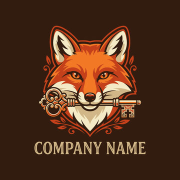 Fox head holding antique key secure logo