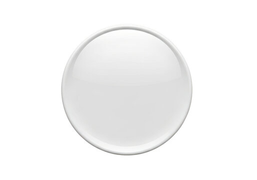 Shiny white 3d glossy orb or sphere button isolated on transparent background