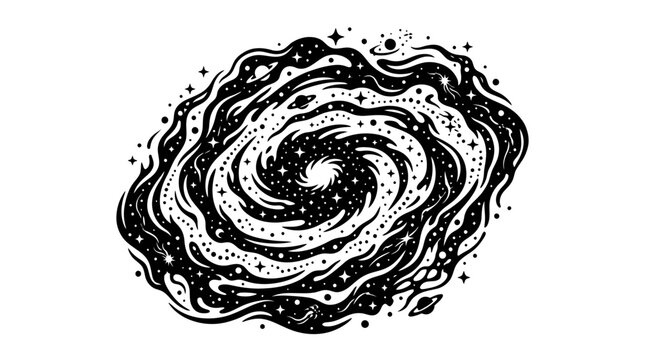 Swirling Galaxy Illustration - Cosmic Nebula and Stars