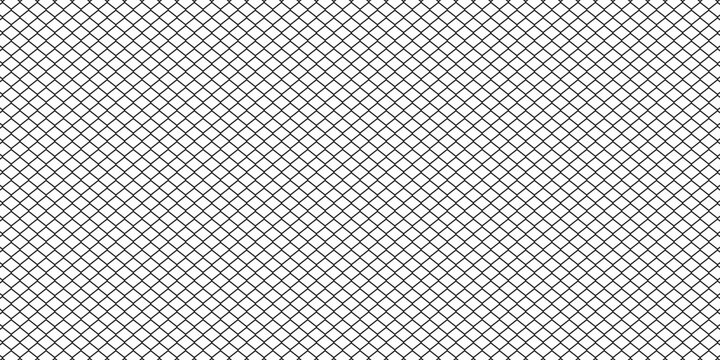 Seamless plastic insect net pattern. Black anti mosquito mesh net texture background. Window lattice grid for barrier wall, safety zone, construction. Repeated metal wire fence wallpaper. Vector