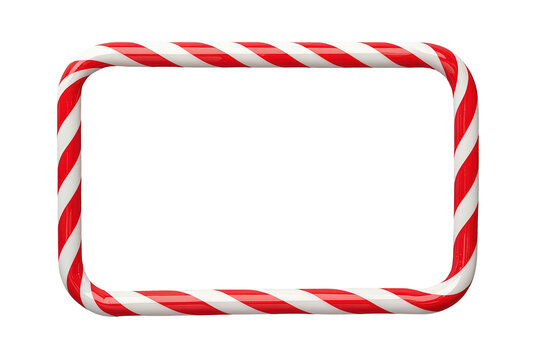 Candy cane frame with red and white stripes creating a festive holiday border element for winter season designs