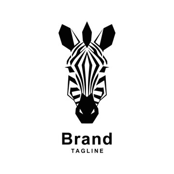 Geometric zebra head mascot logo design for branding.