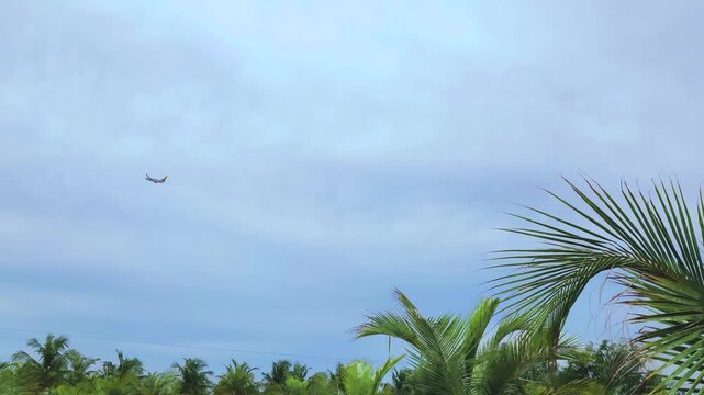 Commercial airplane taking off from Cotonou Cadjehoun Airport in Benin