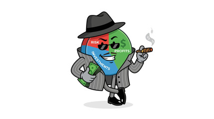 Obraz premium Money Character Smoking, Business Concept