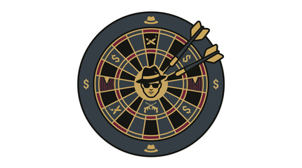 Naklejka premium Gangster Dartboard with Darts