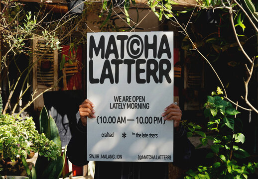 Holding Signage Mockup