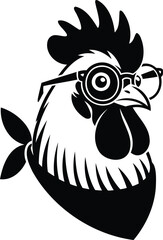 Rooster wearing round glasses and propeller hat isolated on transparent background © MD HASAN