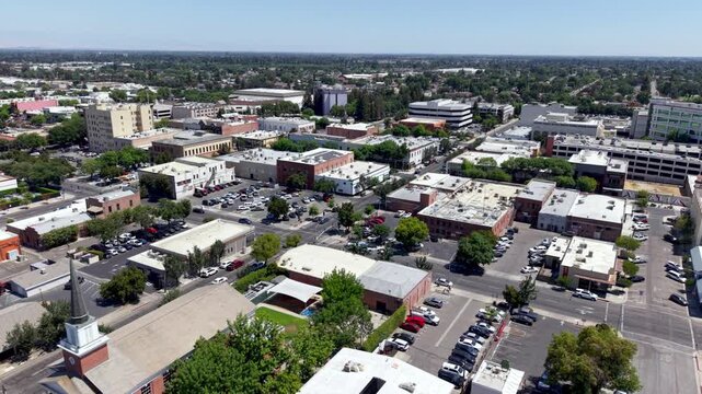 aerial pulling out from visalia california