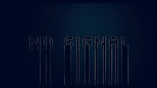 No Signal text animation with retro style 16mm film frame and grain effects