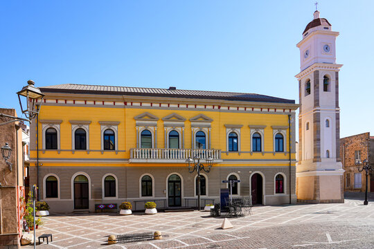 The historic Palazzo del Capitolo on Piazza Alcide de Gasperi in Sant'Antioco, Sardinia, Italy