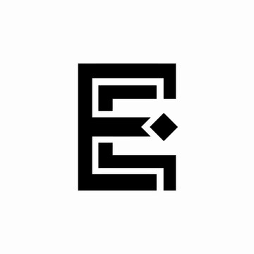 Geometric Black Maze Style Letter E Logo