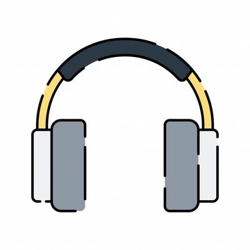 Headphone Flat design style icon animation with minimal, smooth transitions, and simple. No background. Alpha Channel