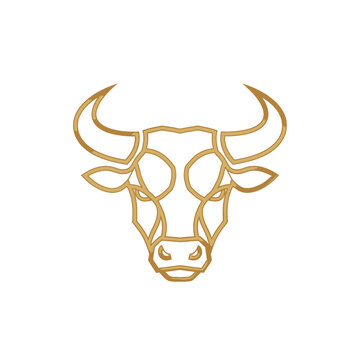 Geometric bull head logo with sharp horns