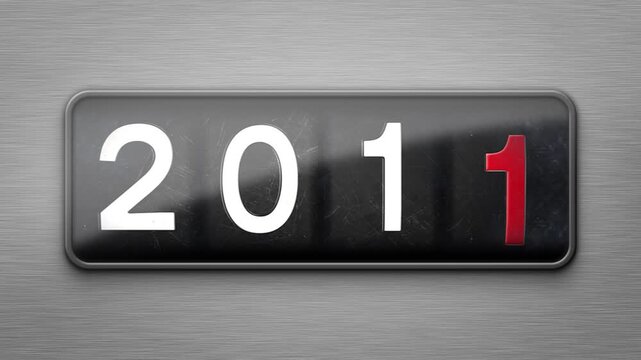 Video animation of an odometer rotating and displaying the years 2010 to 2027 - represent the new year 2027 - vacation concept.