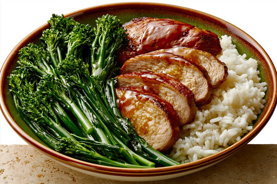 Chicken Teriyaki Rice Bowl AI Generative