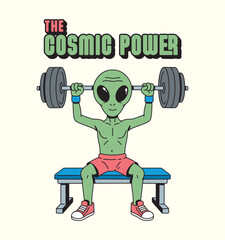 Fototapeta premium alien lifting barbell illustration