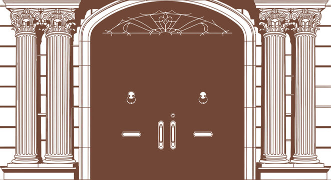 Neoclassical Arched Doorway Architectural Vector Illustration