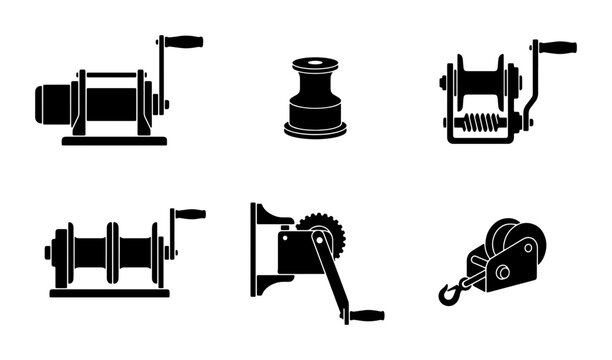 Manual Winch Collection, Mechanical Hoist Devices, Industrial Lifting Equipment, Marine Equipment