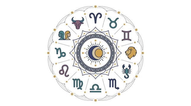 Astrology Zodiac Wheel with Symbols