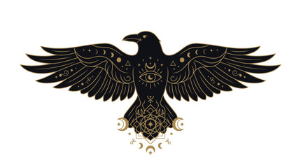 Obraz premium Mystical Raven with Celestial Symbols