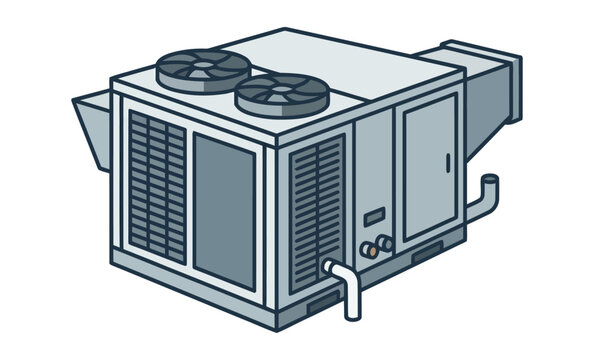Commercial HVAC Rooftop Unit Vector Illustration