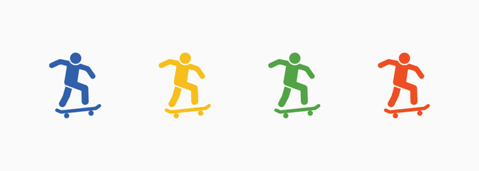 Skateboarding Icon Set Color Multiple Style Collection Illustration © RiskiAyu