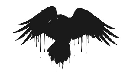 Obraz premium Black Raven Silhouette Dripping Paint
