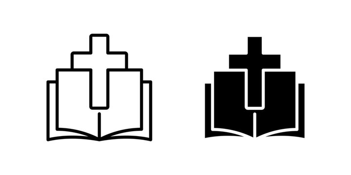 Open Bible Cross dual style icon set