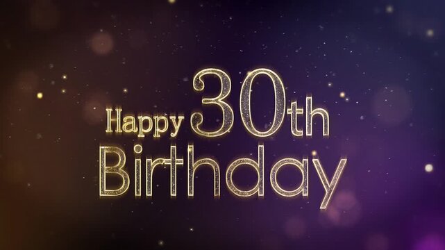 Beautiful banner for congratulations on Happy 30th birthday, golden particles with congratulations