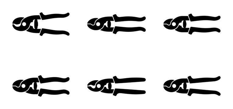 Bolt Cutters Icons, Industrial Tool Vector Set, Heavy Duty Cutting Equipment
