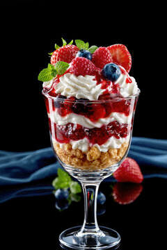 Berry Cheesecake Parfait in Elegant Glass &ndash; AI Generative