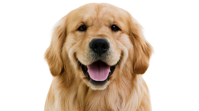 Golden Retriever dog with happy expression, isolated on transparent background
