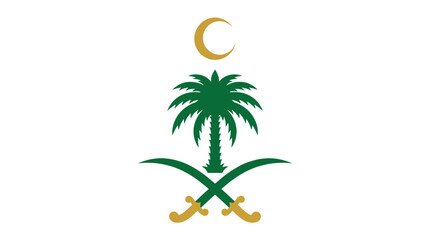 National Emblem of Saudi Arabia Featuring Crescent Moon as a Islamic Symbol © Bima