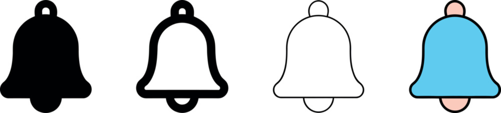 Classic bell notification symbol set featuring multiple design aesthetics for web and mobile apps.