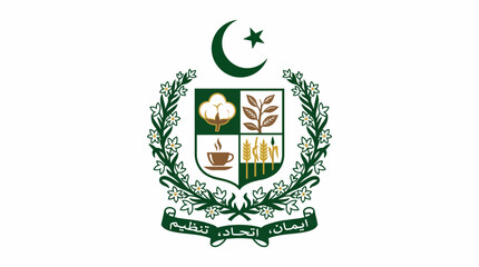 National Emblem of Pakistan Featuring Crescent Moon as a Islamic Symbol © Bima