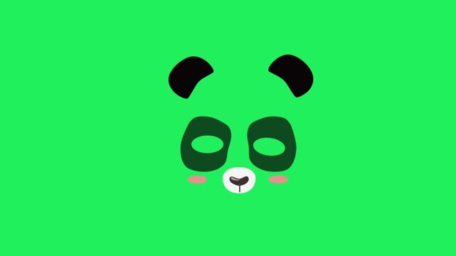Animation panda mask on a green background