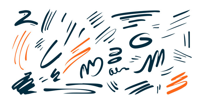 pack of abstract swooping lines in doodle art