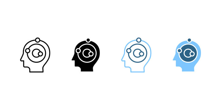 Deep Learning Brain icon set multi style 